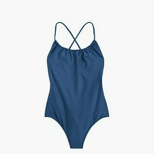 Navy J-Crew Playa Rockaway ruched one piece
